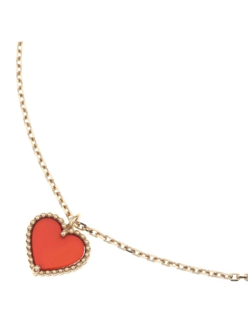 Van Cleef & Arpels Sweet Heart Carnelian Necklace 18k Pink Gold